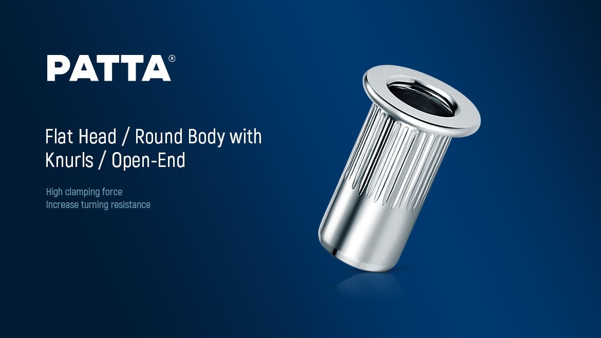 Cabeça Plana / Corpo Redondo com Estrias / Ponta Aberta